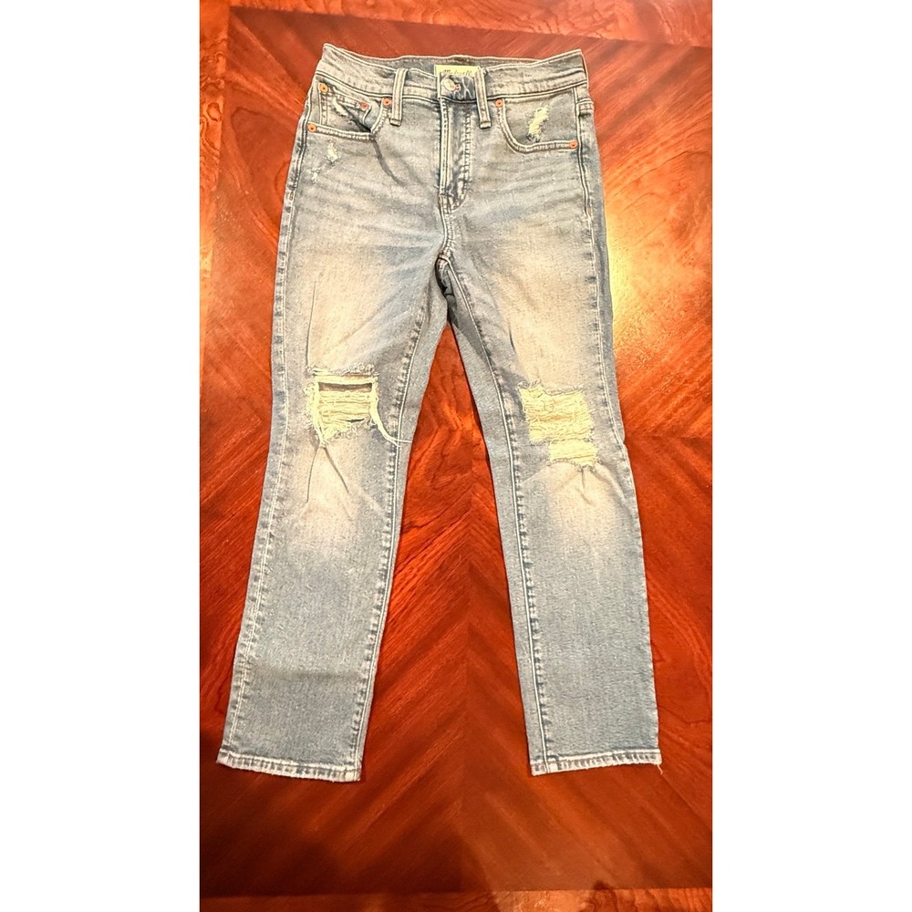 Madewell Perfect Vintage Jean Womens 25 Light Wash Distressed Straight Crop‎